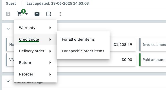select credit note